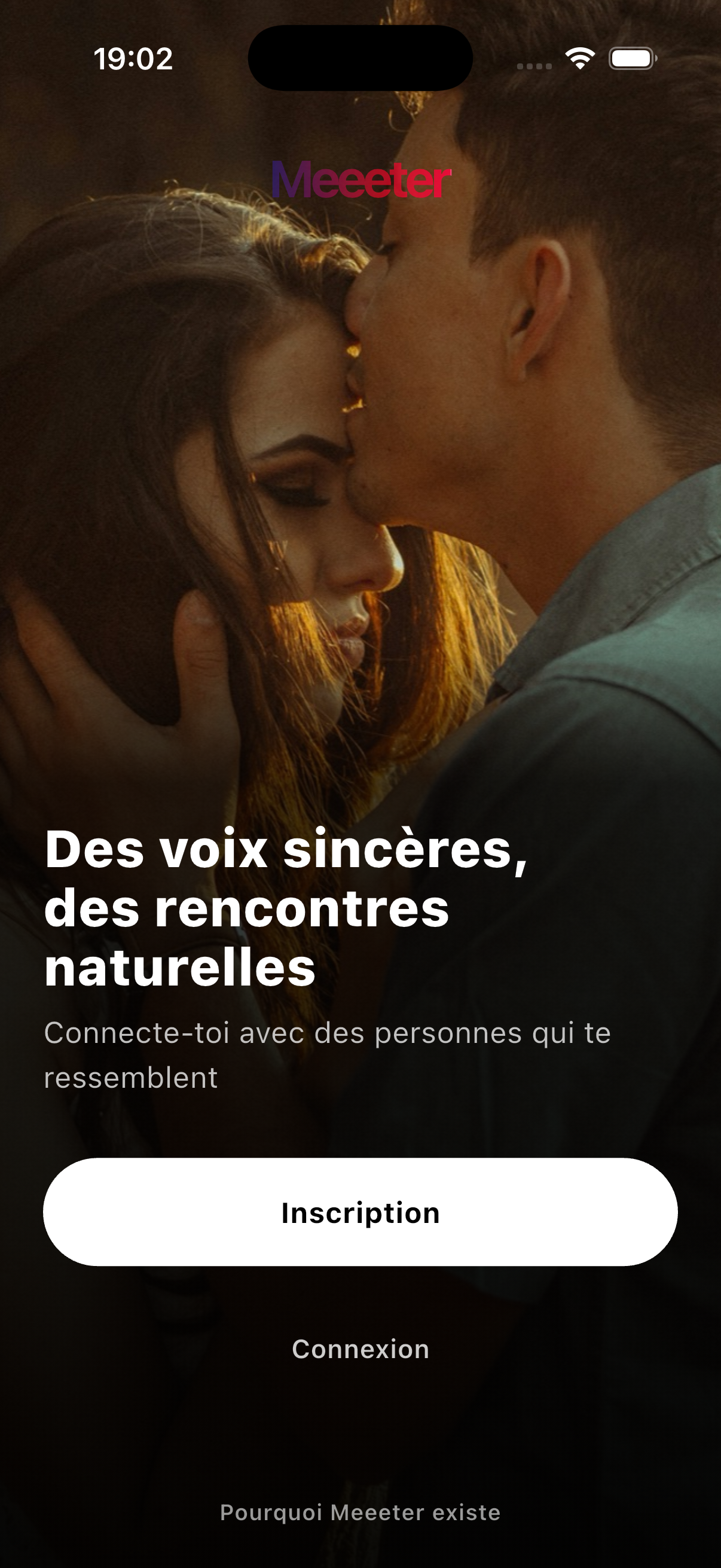 Écran d’accueil de l’application Meeeter